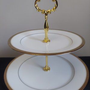 Noritake Charlotta Gold 3-Tiered Serving Tray